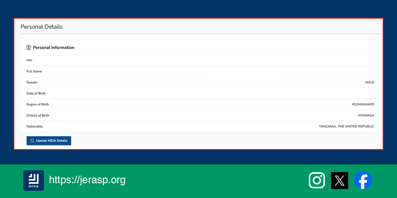 Ajira Portal Personal Details