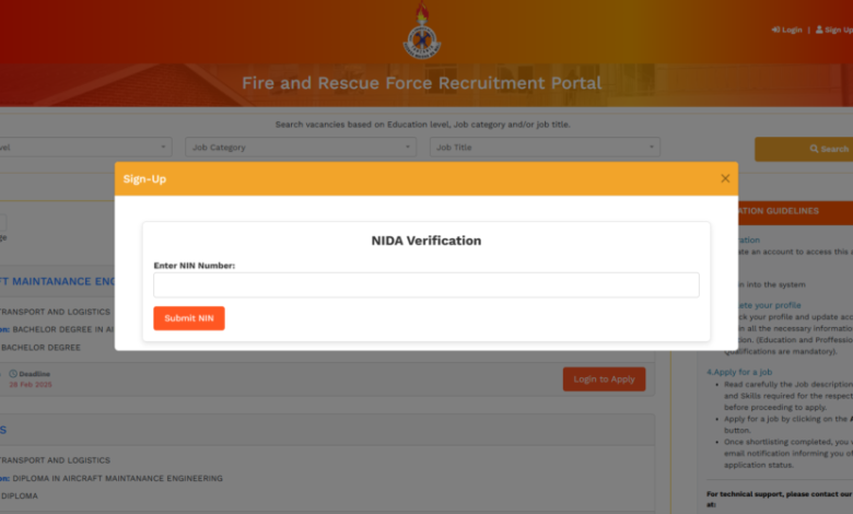 fire and rescue force recruitment portal